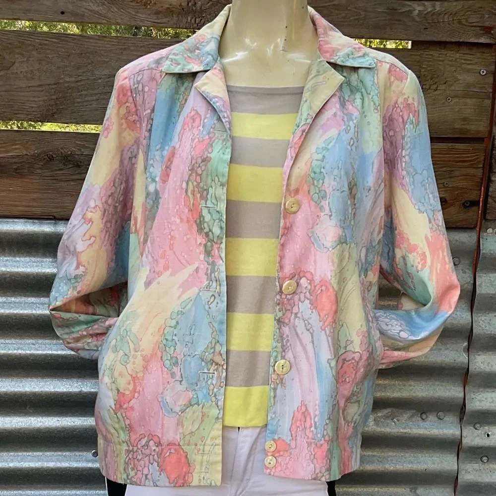 Vintage 80’s Watercolor Pastels Jacket Size Small